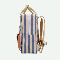 Zainetto in plastica riciclata a righe con tasca frontale a 2