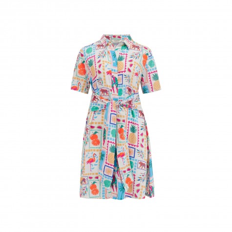 Mini abito bianco con motivo Jungle Tile