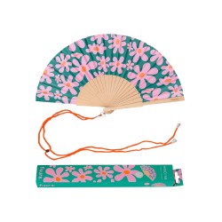 Ventaglio verde con fiori rosa