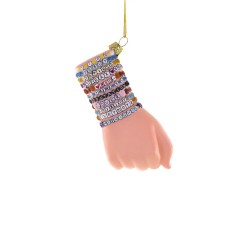Decorazione in vetro soffiato a forma di mano con braccialetti