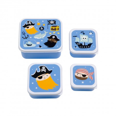 Set di 4 contenitori porta pranzo con i pirati