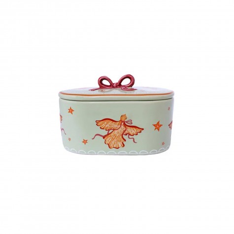 Scatolina in ceramica verde con colombe | Smilza