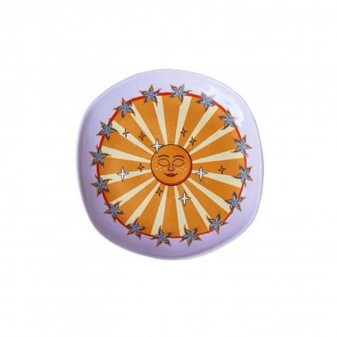Piattino in ceramica lilla con sole e stelle | Smilza