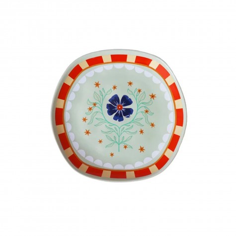Piattino da dessert in ceramica con fiore e stelline | Smilza