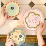 Piattino da dessert in ceramica con fiore e stelline | Smilza