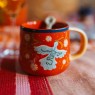 Tazza mug in ceramica rossa con colomba
