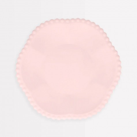 Piattini compostabili rosa con bordo