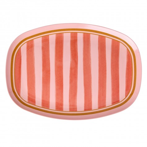 Piatto ovale in melamina a righe | Rice