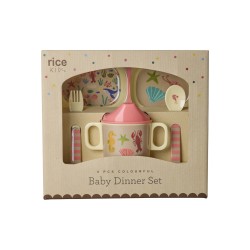Set pappa in melamina rosa con animali marini | Rice