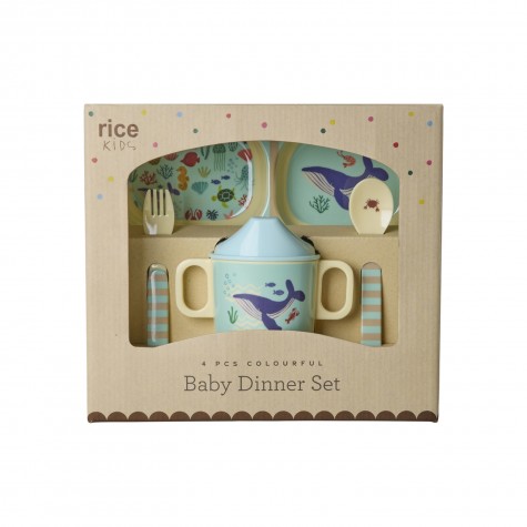 Set pappa in melamina azzurra con animali marini | Rice Set pappa in melamina azzurra con animali marini | Rice