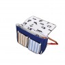 Cartella in tessuto riciclato beige e blu con ricami interni