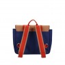 Cartella in tessuto riciclato beige e blu con ricami interni |