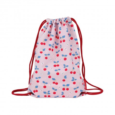 Sacca rosa con ciliegie e chiusura a coulisse | A Little Lovely