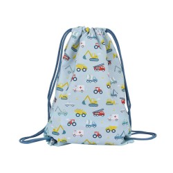 Sacca azzurra con veicoli e chiusura a coulisse | A Little