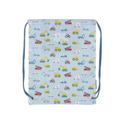 Sacca azzurra con veicoli e chiusura a coulisse | A Little 2