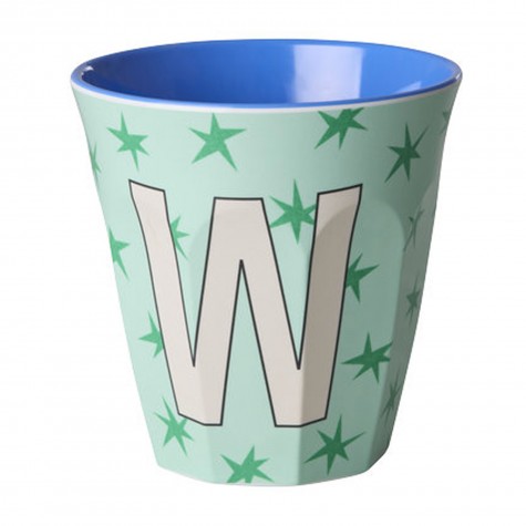 Bicchiere verde con stelle e iniziale W | RICE