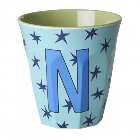 Bicchiere azzurro con stelle e iniziale N | RICE