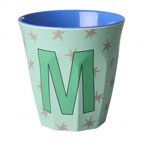 Bicchiere verde con stelle e iniziale M | RICE