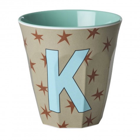Bicchiere beige con stelle e iniziale K | RICE