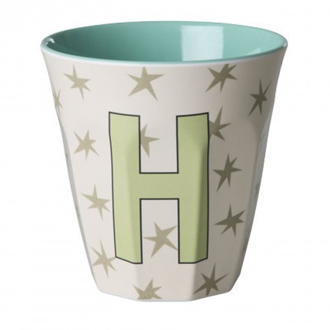 Bicchiere beige con stelle e iniziale H | RICE