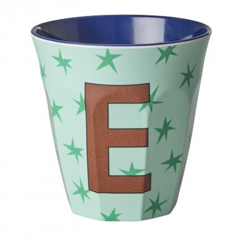 Bicchiere verde con stelle e iniziale E | RICE