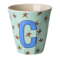 Bicchiere azzurro con stelle e iniziale C | RICE