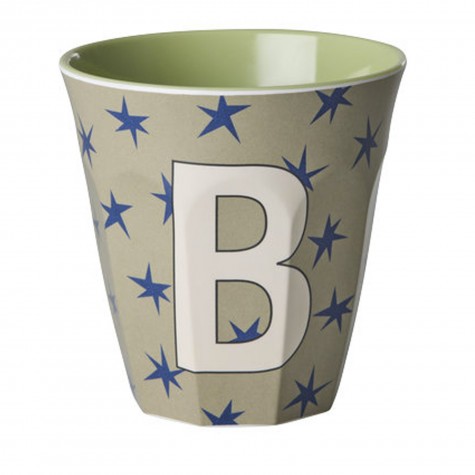 Bicchiere beige con stelle e iniziale B | RICE