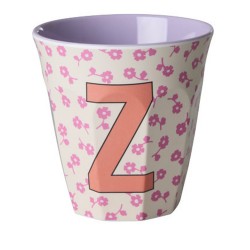 Bicchiere panna con fiori e iniziale Z | RICE