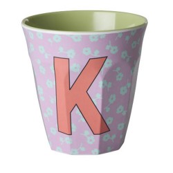 Bicchiere viola con fiori e iniziale K | RICE