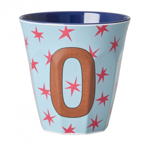 Bicchiere azzurro con stelle e iniziale O | RICE