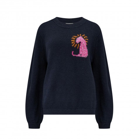 Maglione donna navy fantasia Leopard Rays | Sugar Hill