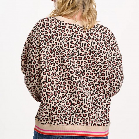 SHEIN Uny Felpa con cappuccio corto con stampa leopardata, con zip e coulisse | SHEIN ALIA