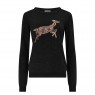 Maglione da donna nero lurex con cervo scintillante | Sugar Hill