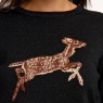 Maglione da donna nero lurex con cervo scintillante | Sugar Hill