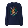 Felpa girocollo donna blu navy con tigre | Sugar Hill