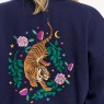 Felpa girocollo donna blu navy con tigre | Sugar Hill