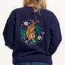 Felpa girocollo donna blu navy con tigre | Sugar Hill