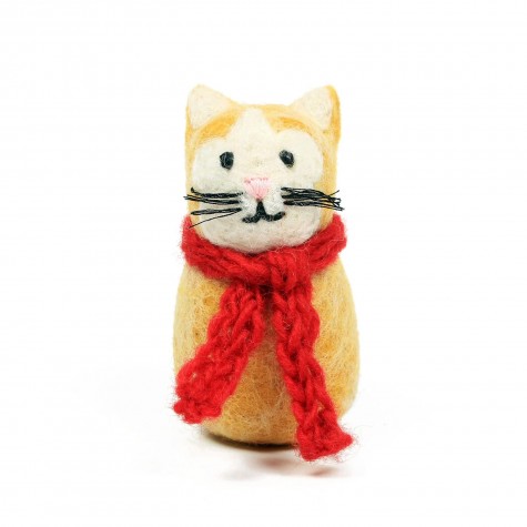 Decorazione natalizia in feltro - Gatto giallo