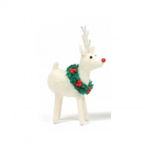 Decorazione natalizia in feltro - Renna bianca