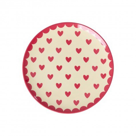 Piatto da dolce in melamina con cuori rossi | Rice
