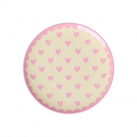 Piatto da dolce in melamina con cuori rosa | Rice