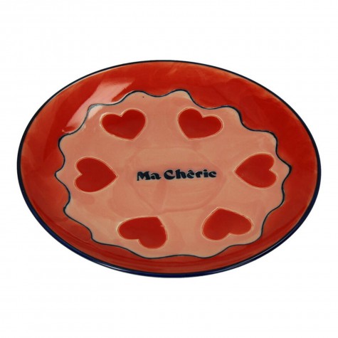 Piatto fondo in gres con cuori e...