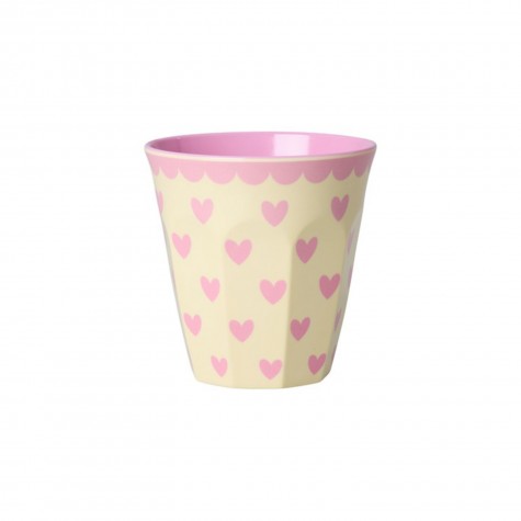 Bicchiere medio in melamina con cuori rosa | Rice