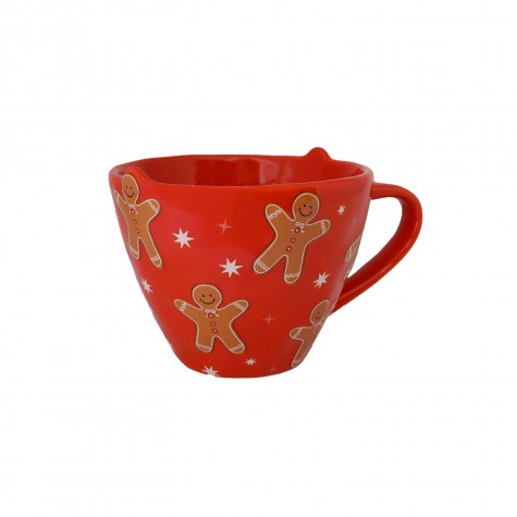 Tazza mug in ceramica rossa con omini...