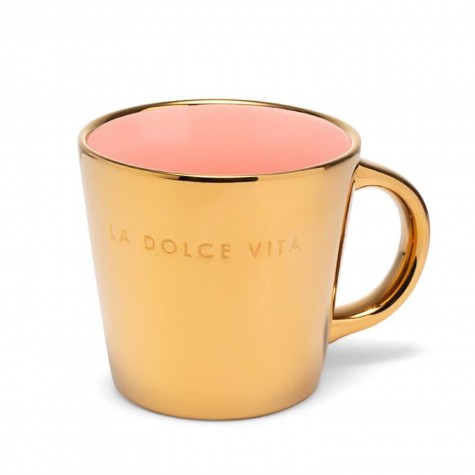 Tazza da cappuccino in ceramica dorata "La Dolce Vita" |