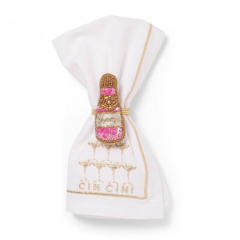 Portatovagliolo a forma di bottiglia di champagne rosa |