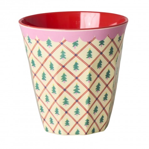 Bicchiere medio in melamina con alberini di Natale |