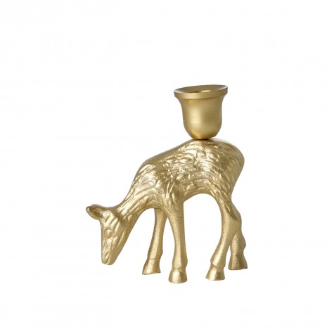 Portacandele piccolo dorato a forma di cerbiatto | Gallinasmilza