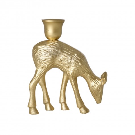 Portacandele grande dorato a forma di cerbiatto | Gallinasmilza
