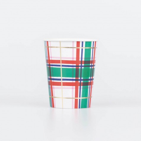 Bicchieri di carta natalizi Tartan